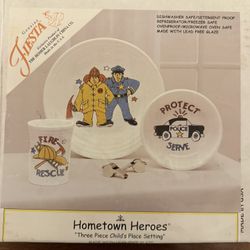 Fiesta Fiestaware Hometown Heroes Police Fire Rescue 3 Piece Dish Set New In Box