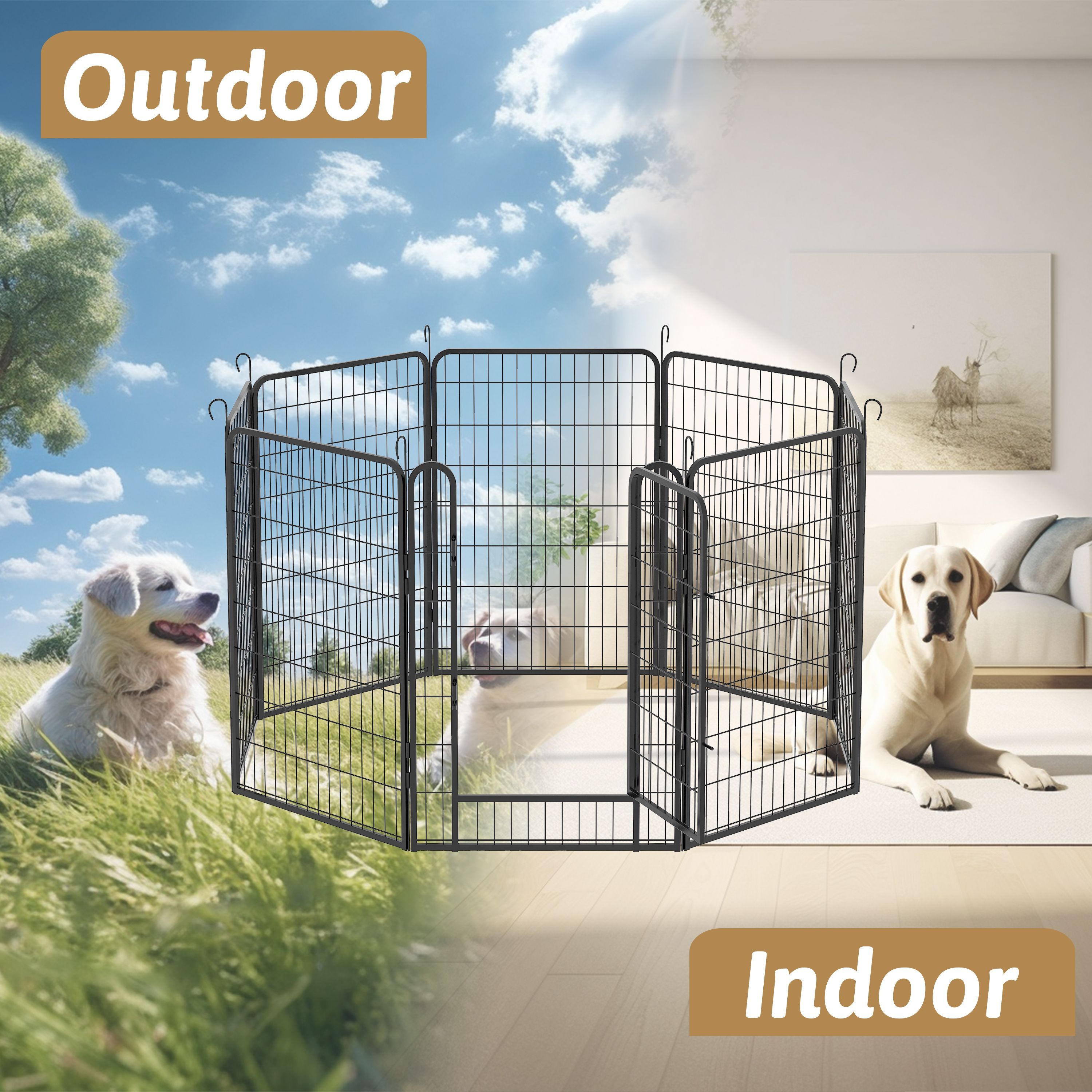 8 Panels Heavy Duty Metal Playpen with door,39.37H Dog Fence Pet Exercise Pen for Outdoor, Indoor