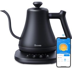  Govee Smart Electric Kettle, WiFi Variable Temperature Gooseneck Pour Over Tea Kettle, Alexa Control, 1200W Quick Heating, 100% Stainless Steel BLACK