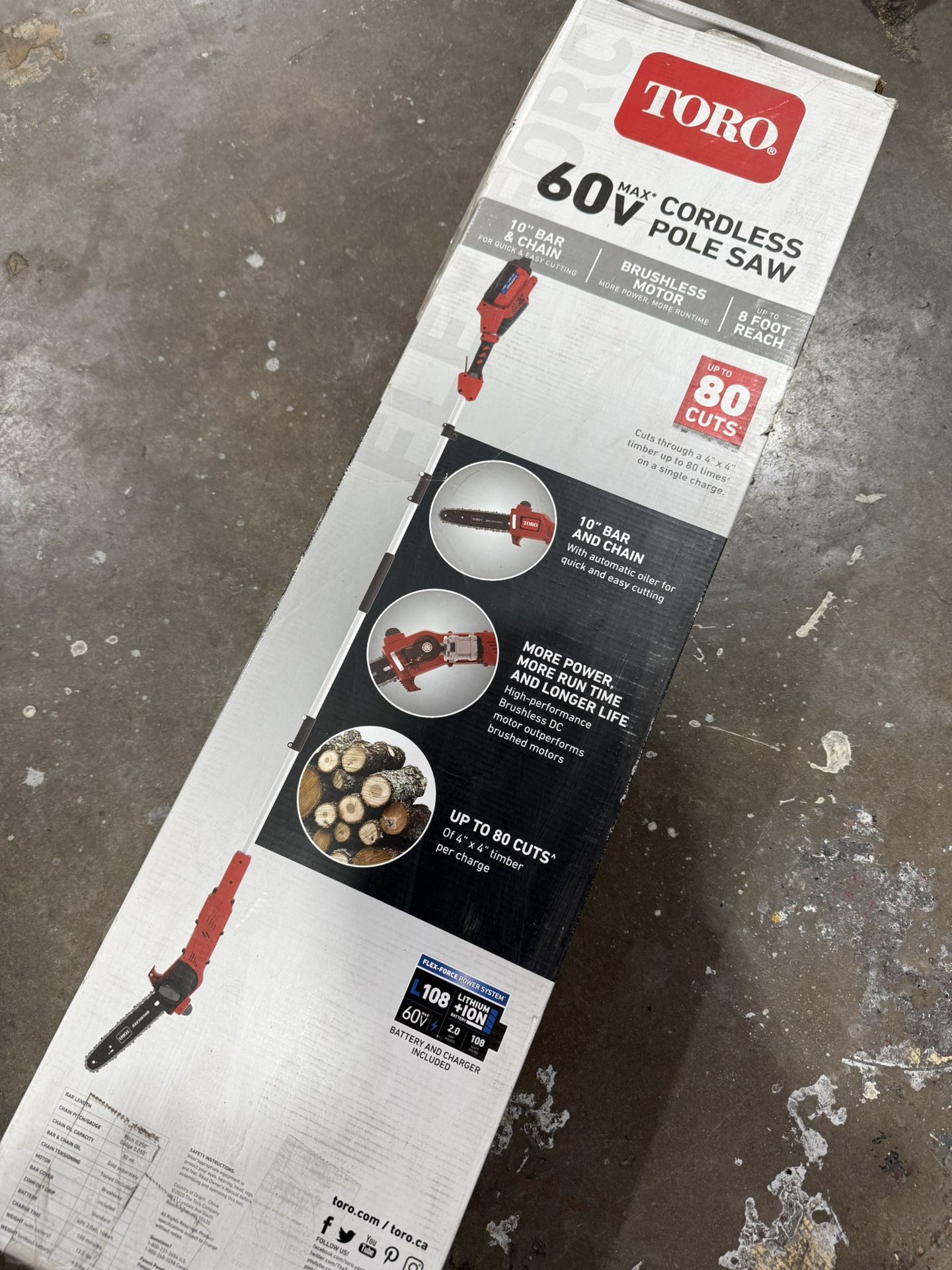 Toro 10 in. 60-Volt Lithium Ion Cordless Electric Pole Saw - Battery and Charger Included