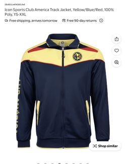 Icon Sports Club America Track Jacket, Yellow/Blue/Red, 100% Poly, 10-12 Youth