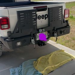 Jeep Gladiator Rear Bumper W Spare Tire And Gas Can Mount