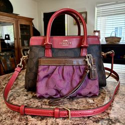 Coach Mini Darcie Carryall & Beautiful Deep Purple Coach Wristlet
