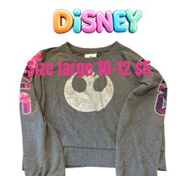 Star Wars Disney Girls Crop Top Long Sleeve Size large With Logo On Sleeves Size 10-12 ❤️❤️M14 010326