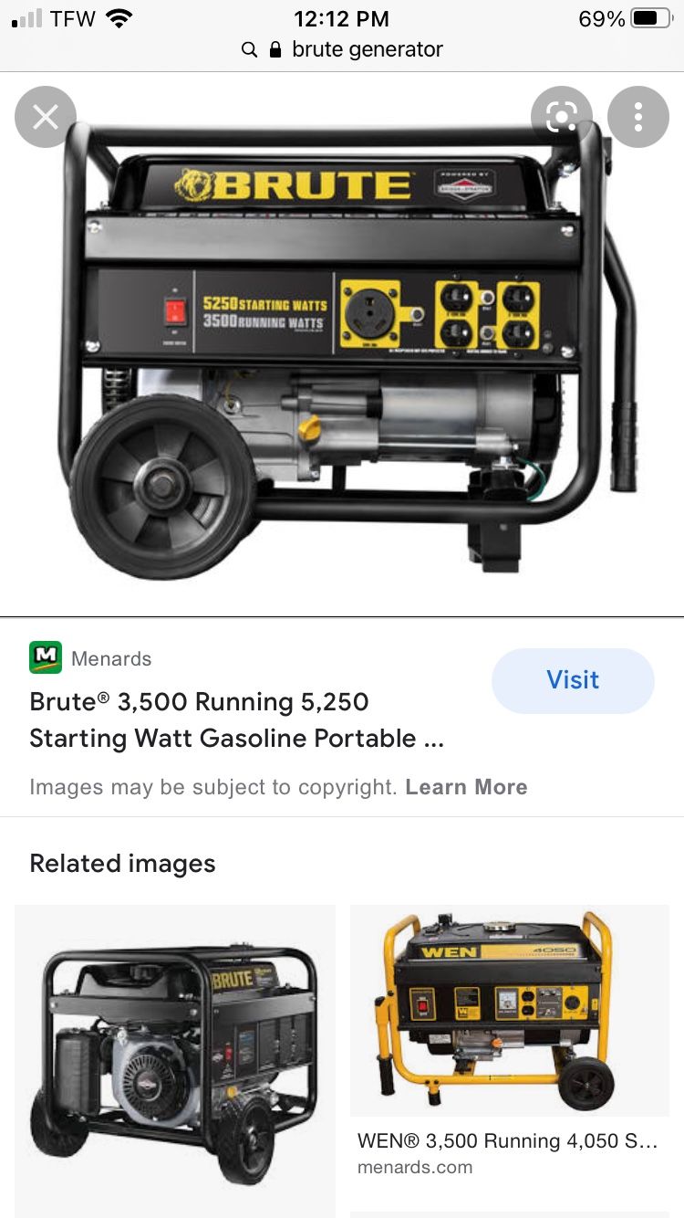 Brute 3500W Gas Generator