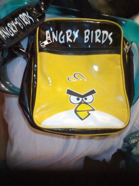 Angry Birds Black Messenger Shoulder School Travel Bag