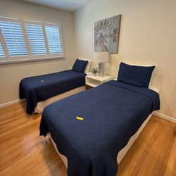 Twin Bed | Frame, Serta Box Spring & Mattress