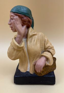 Vintage 1968 David Kaplan Chalkware Figurine Whispering Woman Sculpture 6"