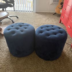 Pair of Blue Footstools