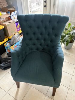 Teal Tufted Wingback Accent Chair