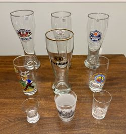 Collection of Vintage Authentic German Beer Glasses and Other Items