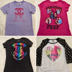 Girls clothes shirts tops size 6-8 & 7/8 (Cheer Chic, Descendants, Harry Potter, Trolls)