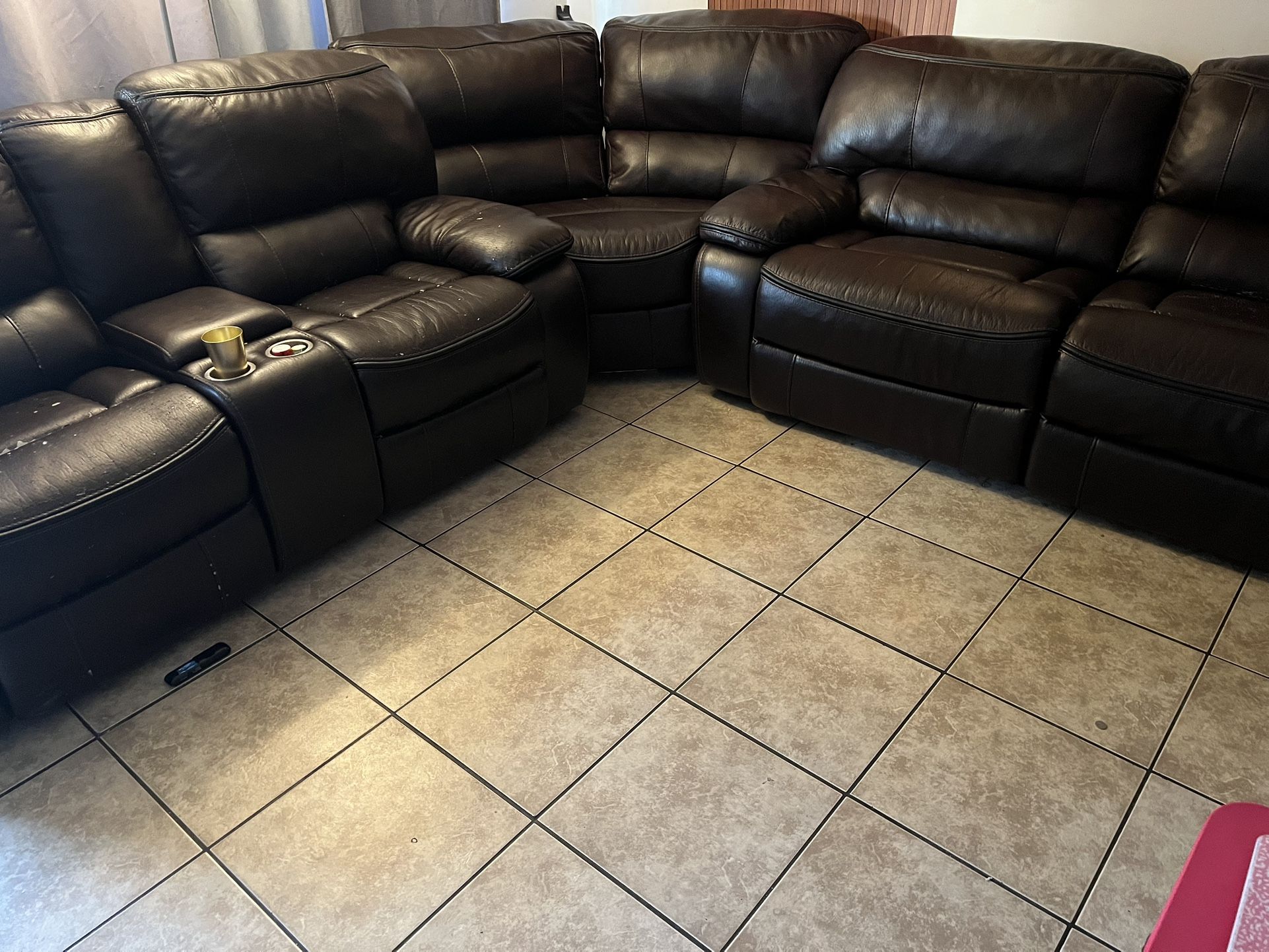 Xl Leather Sofa Sectional With 4 Recliners