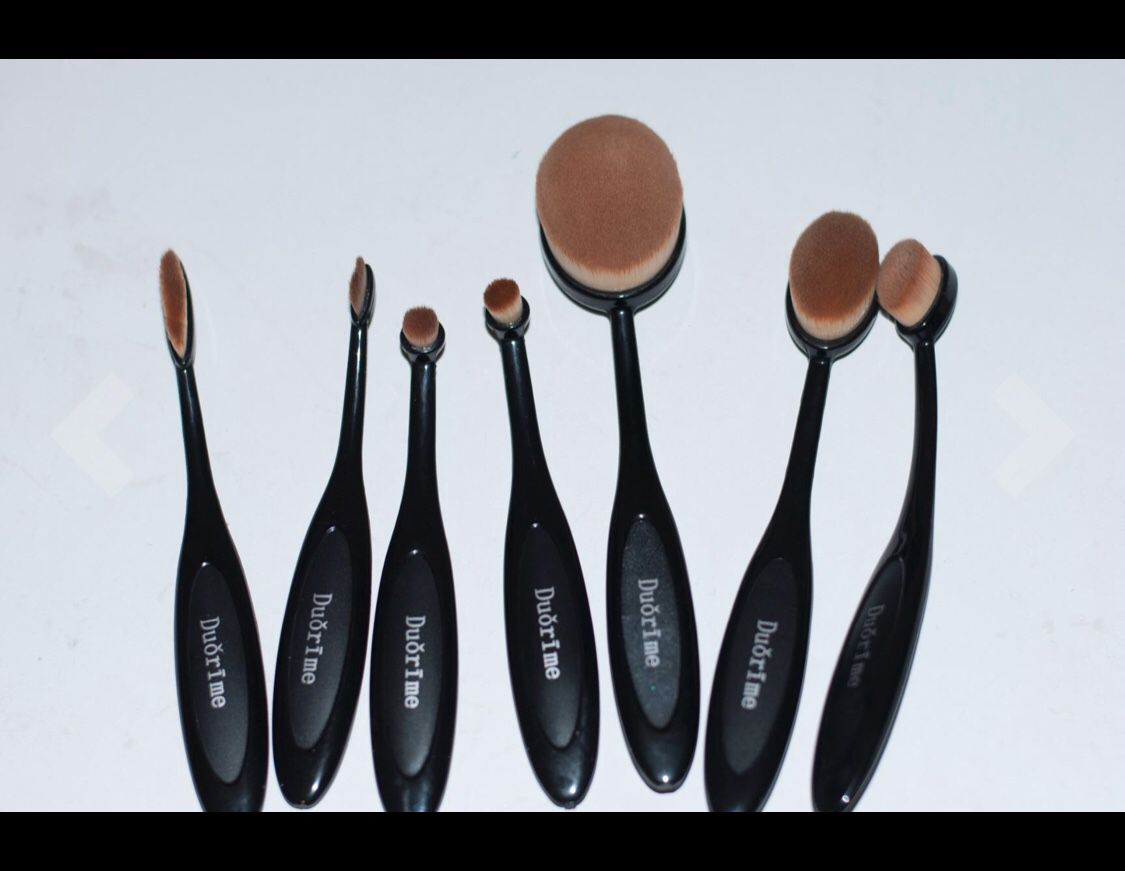 Brand-new!!! New 7pcs Black Oval Toothbrush Makeup Brush Set Cream Contour Powder Concealer Foundation Eyeliner Cosmetics Tool