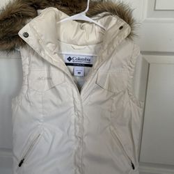 Columbia White Puffer Vest Women Medium