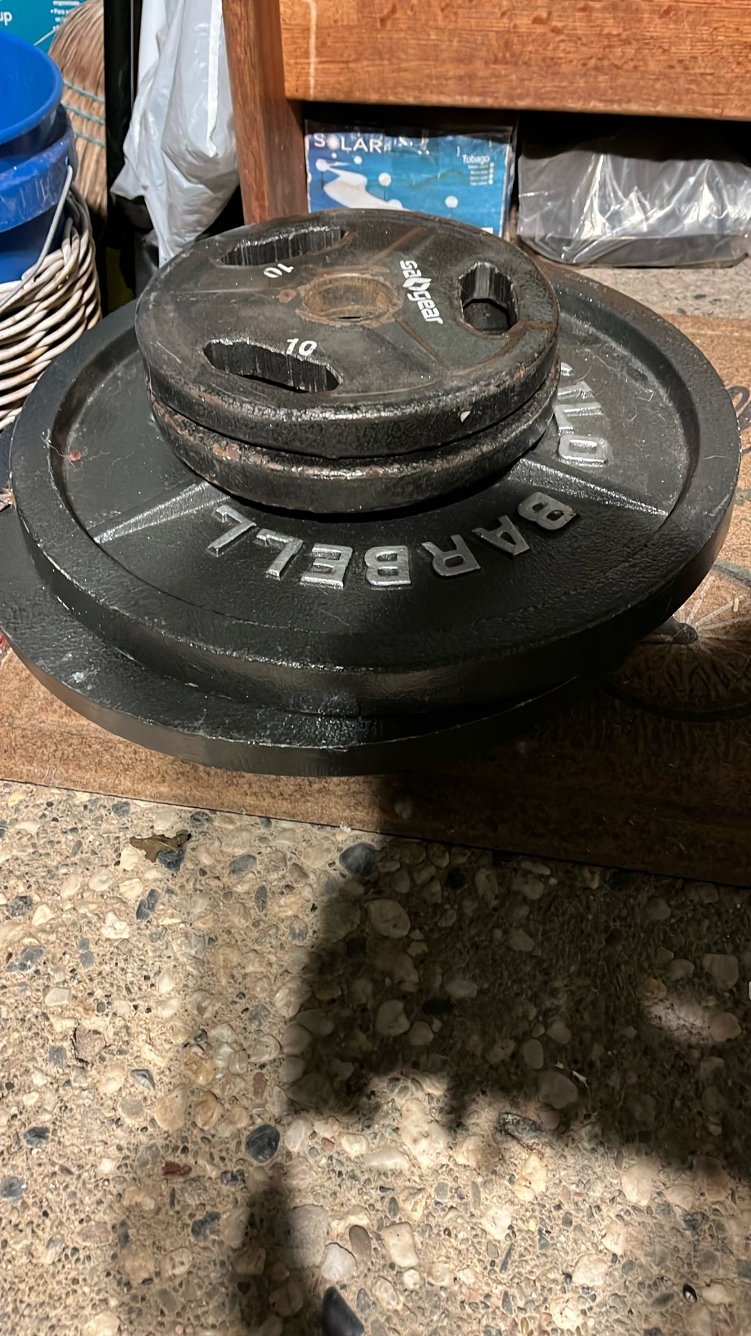 Work Out Weight Plates, Bar And Squat Rack