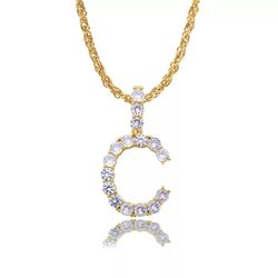 18K Gold Pl Stainless Steel Letter CZ