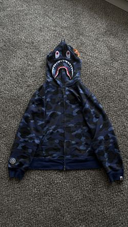 AUTHENTIC NAVY CAMO BAPE FULL ZIP UP HOODIE XL