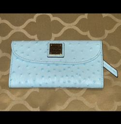 Vintage Dooney & Bourke Ostrich Continental Clutch Light Aqua.
