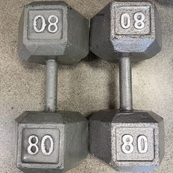 80lb Steek Hexagon Dumbbell pair
