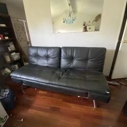 Black Faux Leather Full Size Couch Bed $200