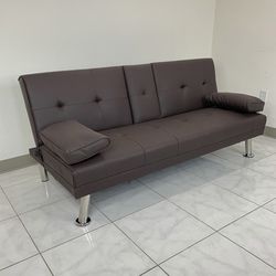 Brand New $155 Sofa Bed Futon Convertible Folding Recliner Couch Furniture 65x30x31” Cup Holder 