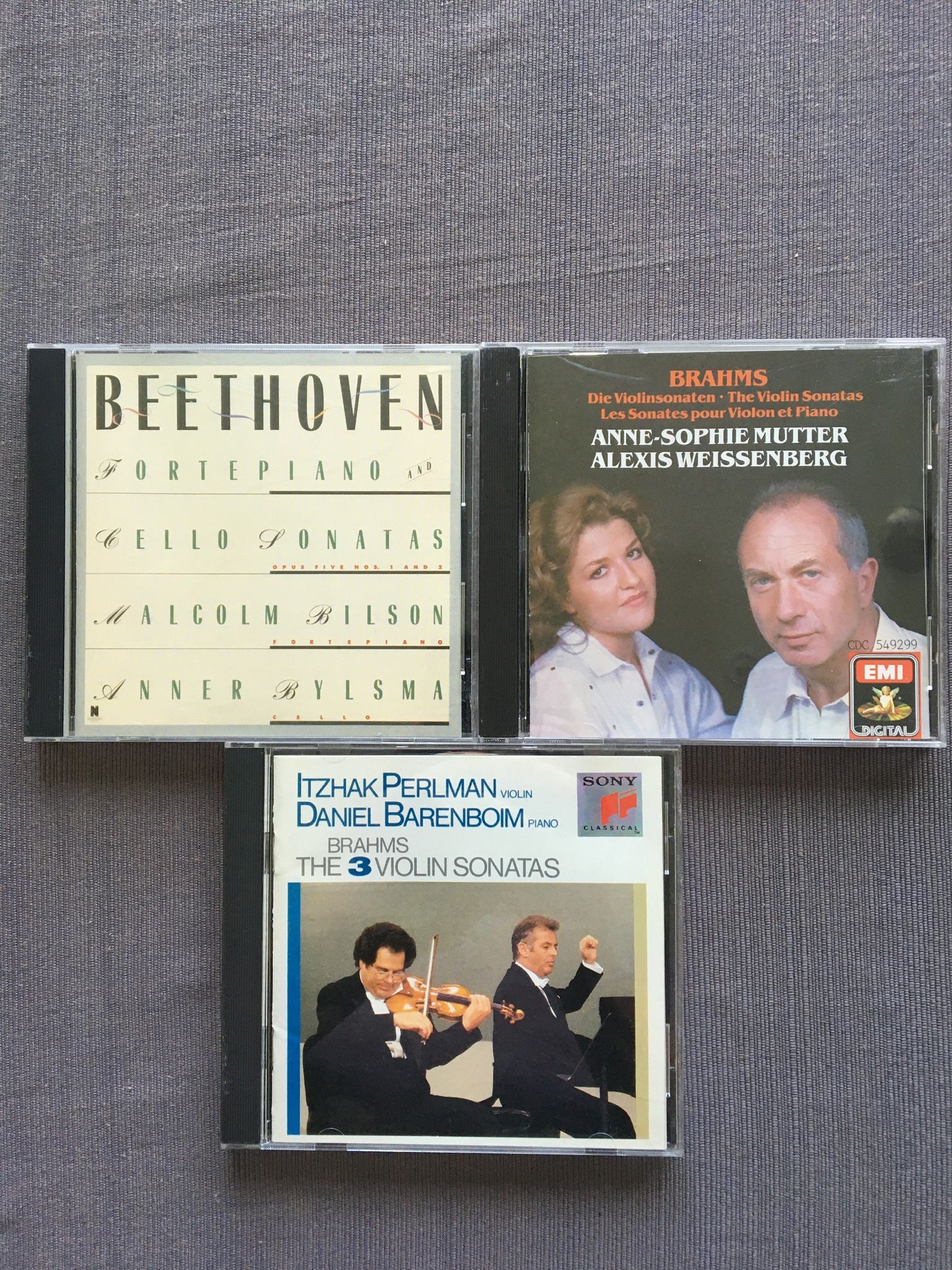 High End Classical Chamber Music String & Piano lot of 3 CDs new/excellent conditions. Perlman and Barenboim play Brahms. Mutter and Weissenberg play