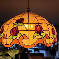   Gorgeous Vintage StainedGlass Chandelier