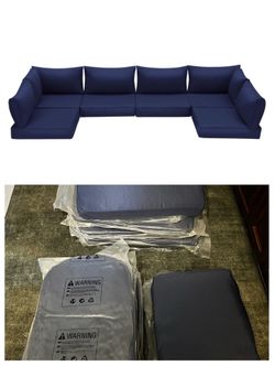 NEW Home Depot 14 PIECE OUTDOOR CUSHION SET (NAVY) 4”