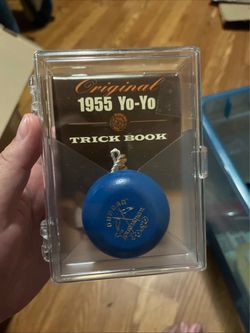 Duncan Original 1955 Super Tournament Blue Yo-Yo Repro with Trick Book case