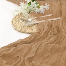 10 Ft Cheesecloth Table Runner Brown Gauze Long Table Runners Boho Gauze Cheese Cloth Table Runner Rustic Sheer Runner for Wedding Party Table Decor (