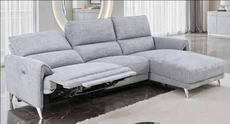 Brand New Grey Super Plush Chenille Power Reclining Sectional Sofa