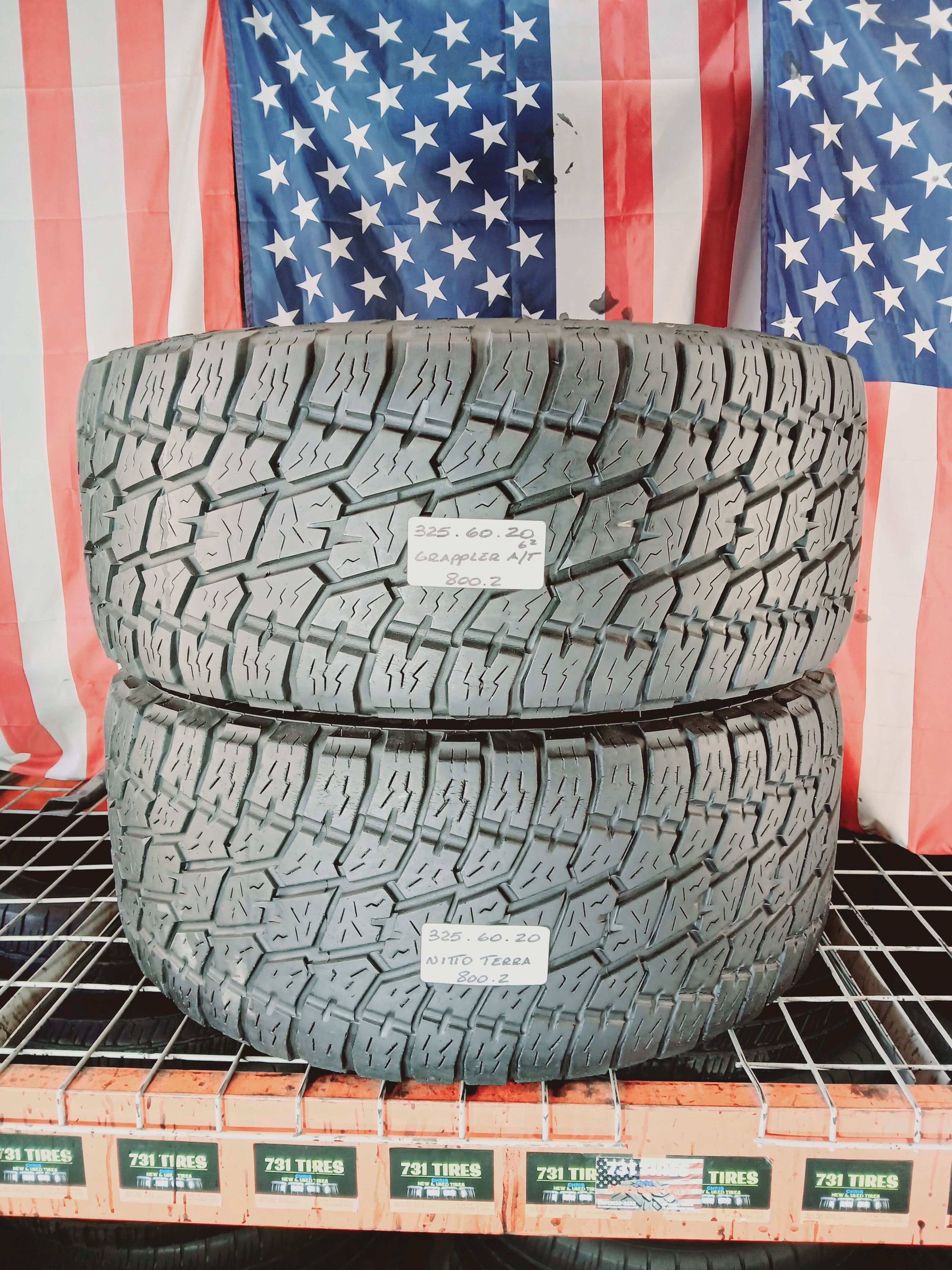 LT325/60R20 NITTO TERRA GRAPPLER G2 ALL TERRAIN 325/60R20 LT 10PR 80PSI USED TIRES 325 60 20
