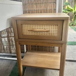 Rattan Nightstand Side Table