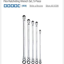 Icon 5 Piece Double Box End Flex Head Ratchet Set