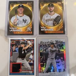 2026 Topps Series 1 Lot (4) Judge-Skenes- Kyle Teel RC Relic & Bellinger Insert