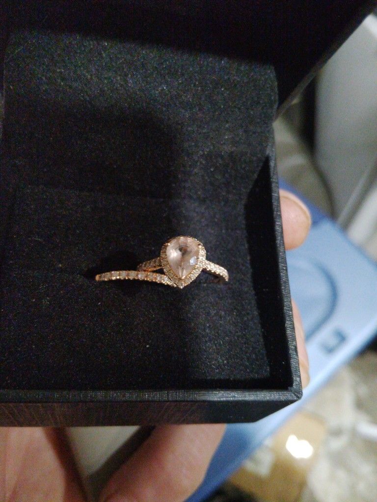 Ladies Chocolate Diamond Wedding Set 2 Pc