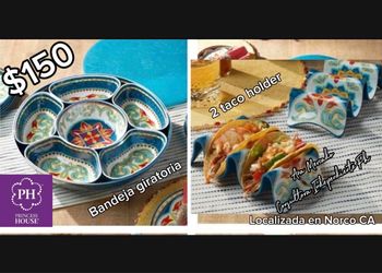 Princess house bandeja giratoria botanero de melamina azul con tapa y 2 taco holders