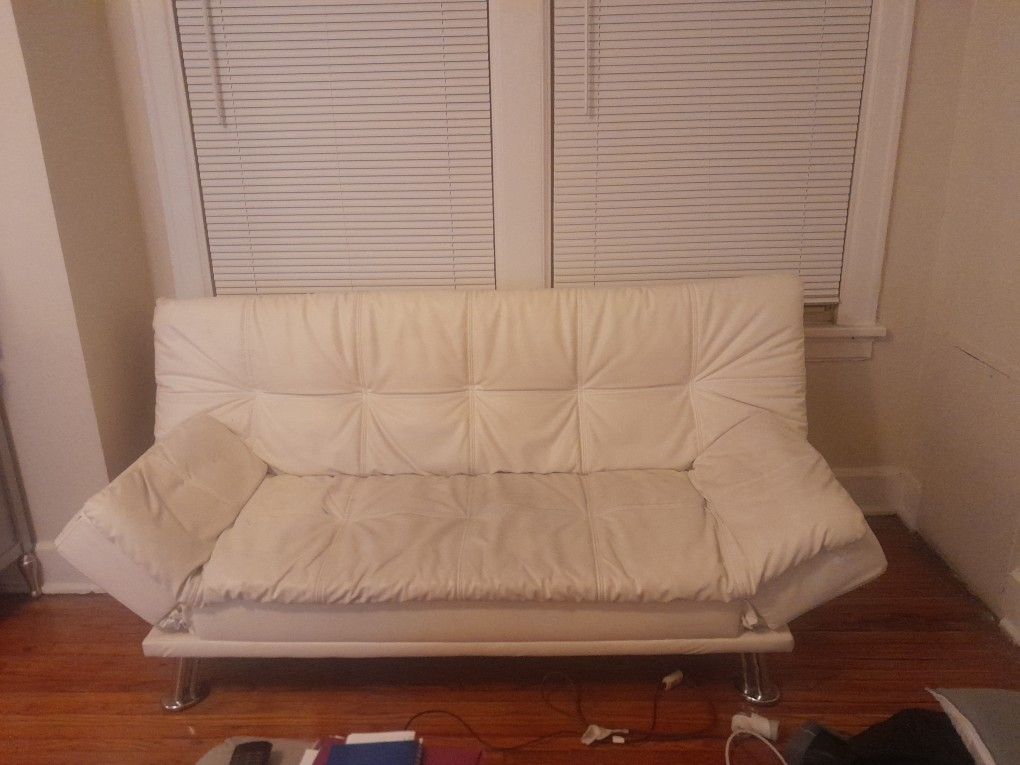 White leather futon like new