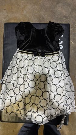 JONA MICHELLE Girls Velvet Bodice Tulle Skirt Party Dress CIRCLES Black/White 6