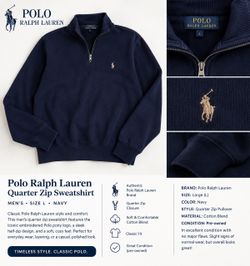 Polo Ralph Lauren Quarter Zip Sweatshirt Navy Large