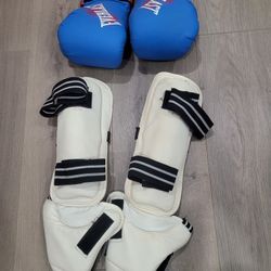 Shin Pads And Boxing Gloves $15 For The Boxing Gloves $25 For The Black Shin Pads $15