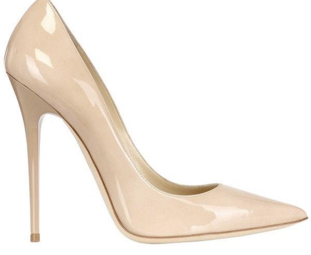 NEW!! JIMMY CHOO Nude Anouk 120 Patent Leather Point Toe Pump Nude US 6.5 NIB