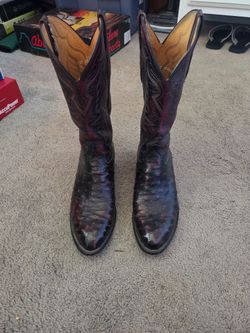 Larry Mahan handmade Ostrich black cherry Western boots