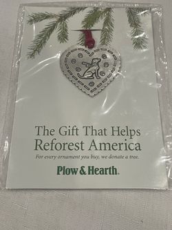 Pewter dog heart Christmas ornament by Plow & Hearth