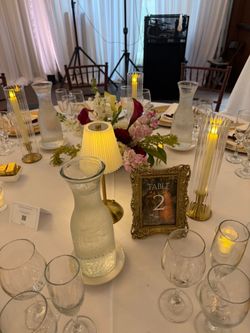 Hurricane candle holders with flameless candles