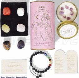 LEO Zodiac Crystal Healing Stones Kit, Astrology Horoscope Gift w/ Candle