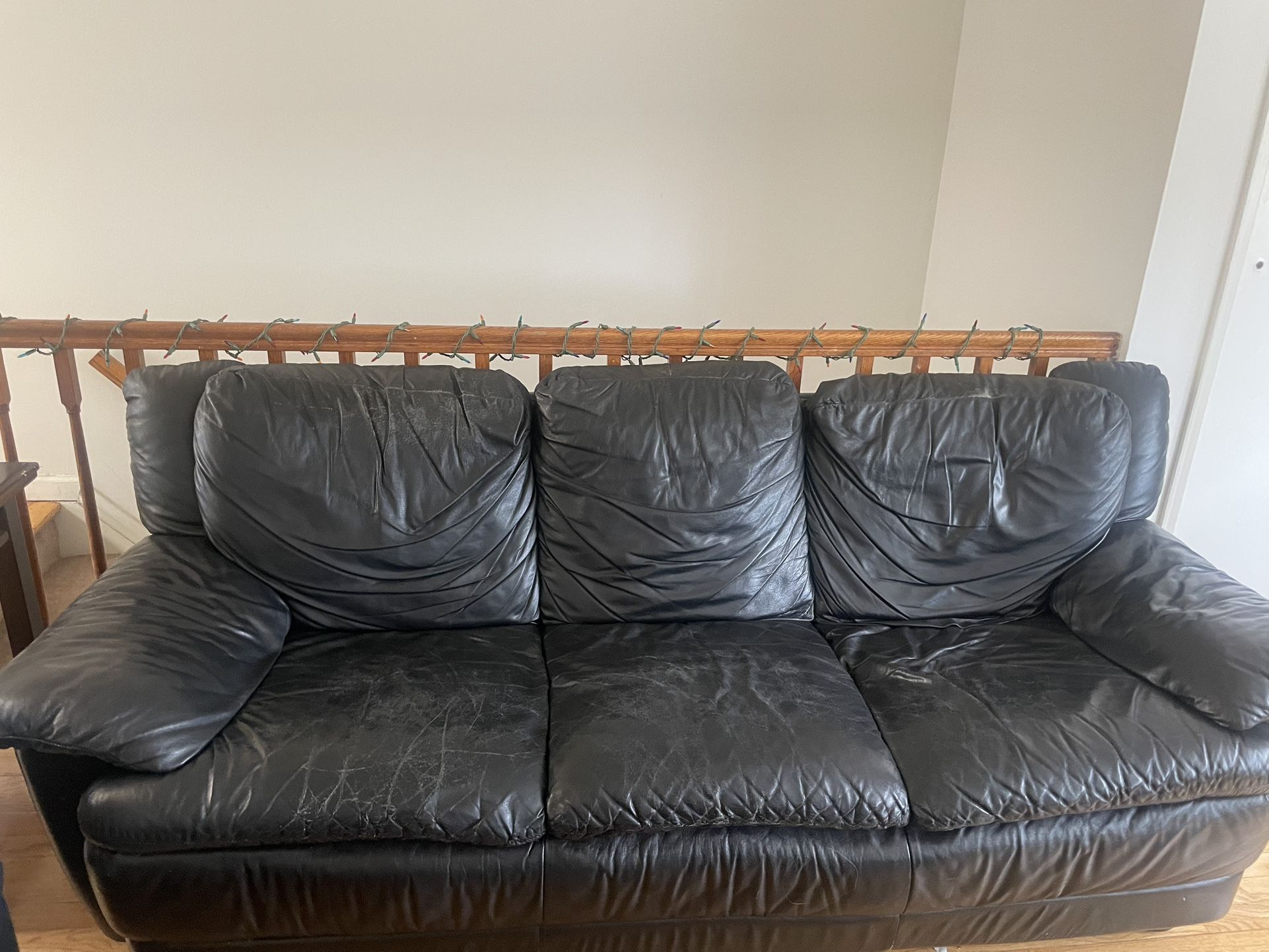2 Black Leather Couches