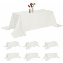 Pack Rectangle Tablecloth 90 x 132 Inches Ivory Table Cloth Stain and Wrinkle Resistant Washable Polyester Fabric Table Cover for Party, Wedding and B
