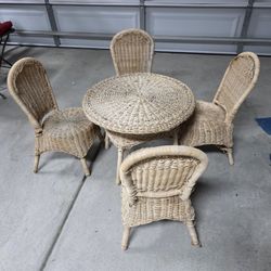 Antique Children's Wicker Table And Chairs